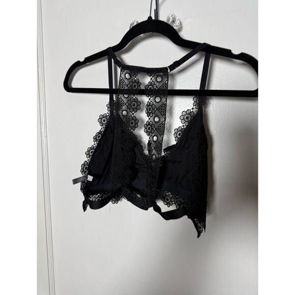 Aerie Black Lace Racerback Boho Lightly Lined Festival Fairy Bralette Women's LG - Picture 5 of 8